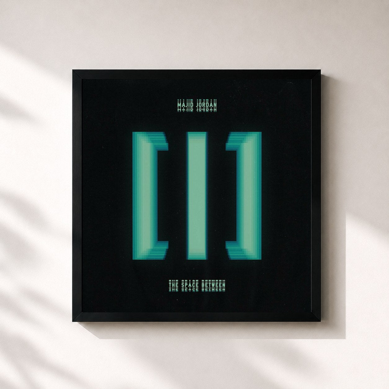 #noir Tableau carré de l'album The Space Between de Majid Jordan, cadre noir 32x32 cm