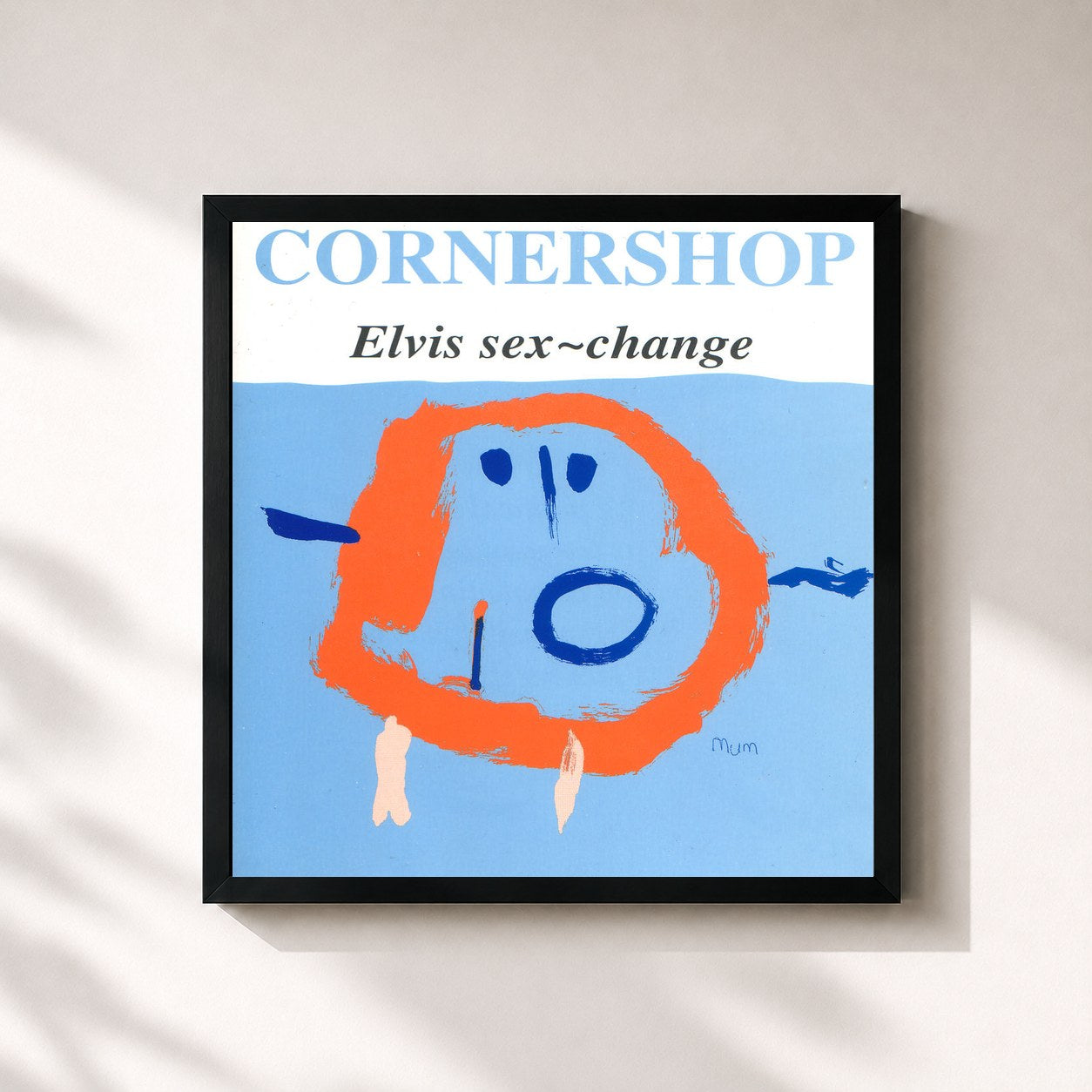 #noir Tableau carré de l'album Elvis Sex-Change de Cornershop, cadre noir 32x32 cm