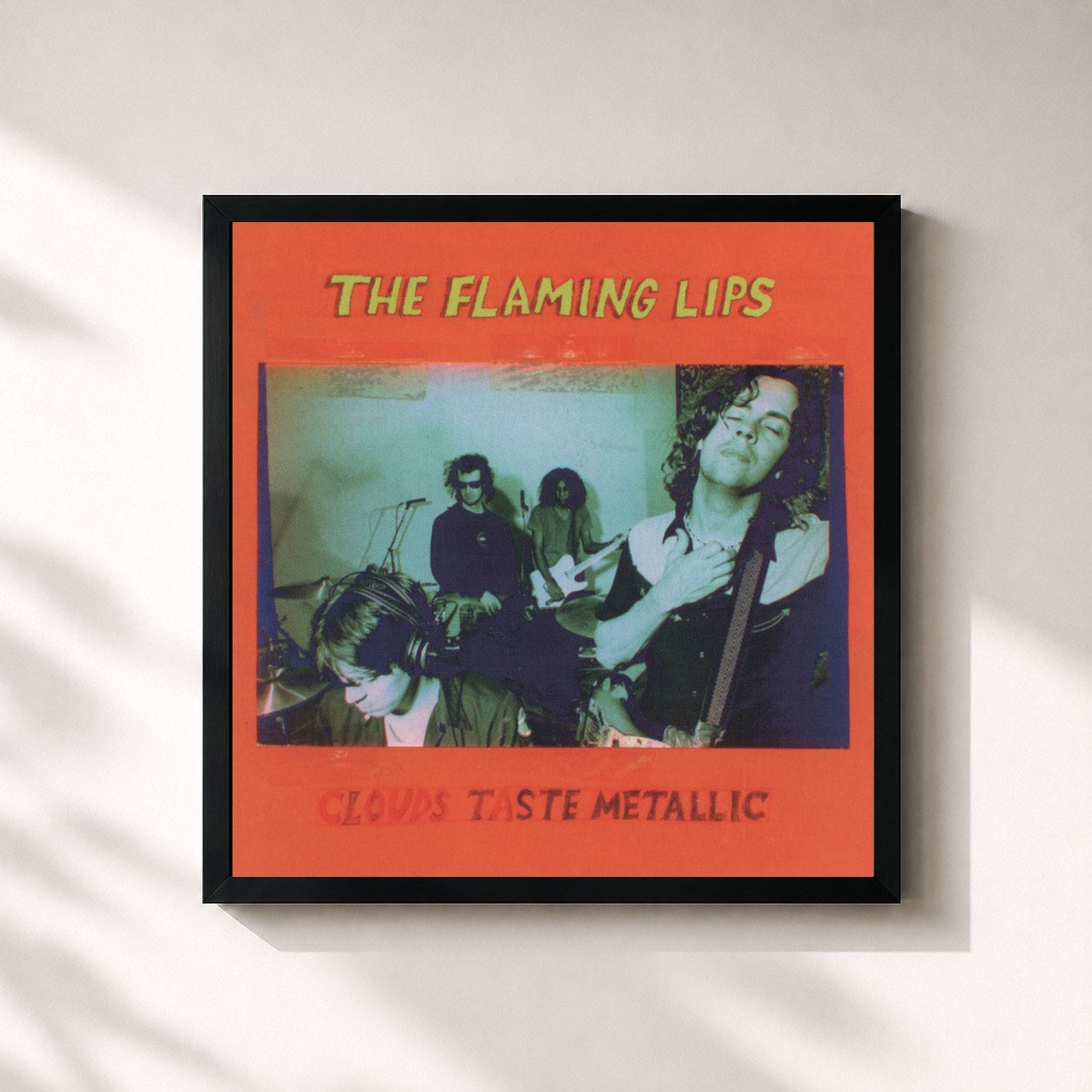 #noir Tableau carré de l'album Clouds Taste Metallic de The Flaming Lips, cadre noir 32x32 cm