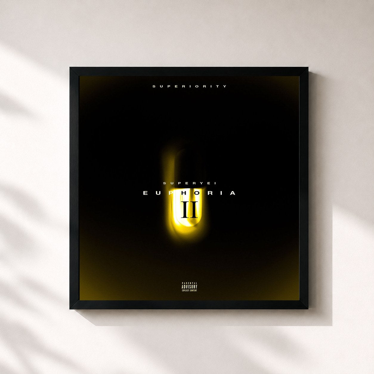 #noir Tableau carré de l'album Euphoria 2 de Super Yei, cadre noir 32x32 cm