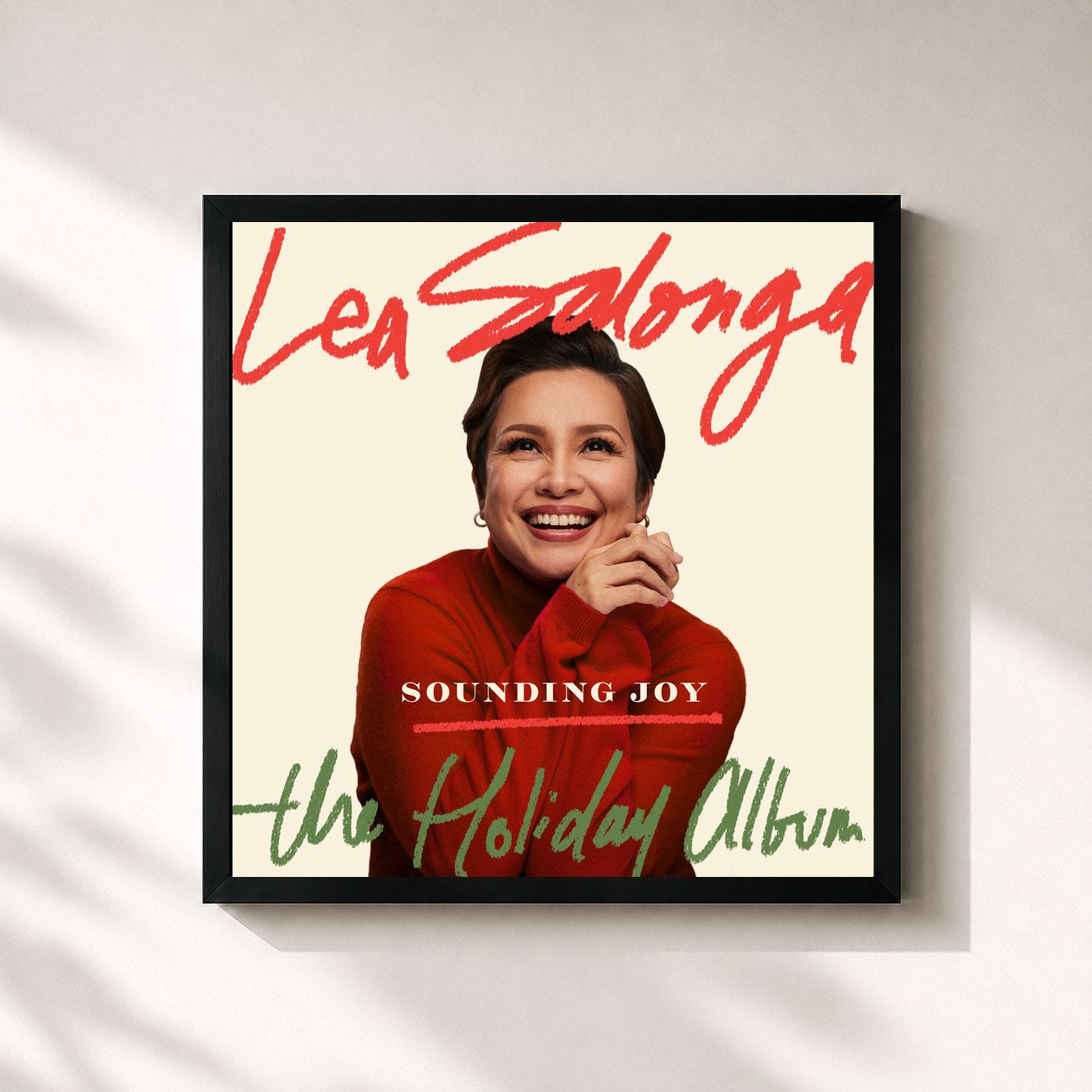 #noir Tableau carré de l'album Sounding Joy - The Holiday Album de Lea Salonga, cadre noir 32x32 cm