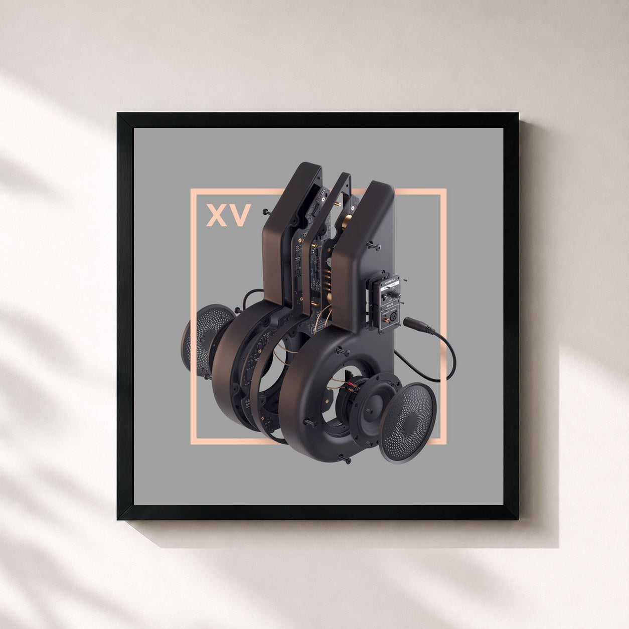 #noir Tableau carré de l'album XV de Dirty South, cadre noir 32x32 cm
