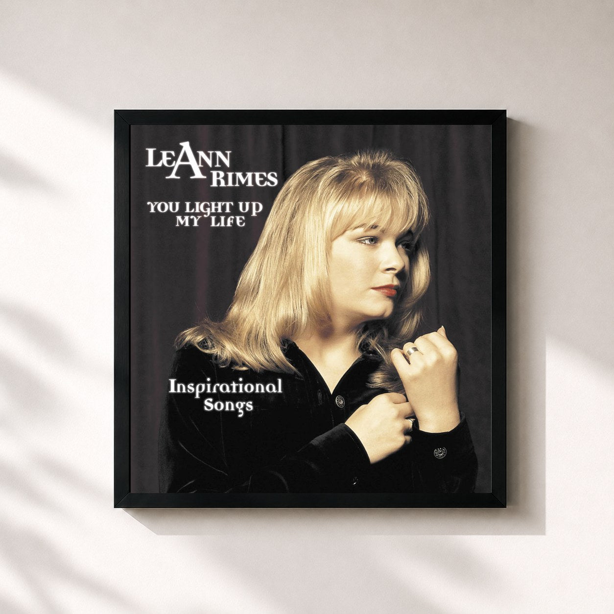 #noir Tableau carré de l'album You Light Up My Life de LeAnn Rimes, cadre noir 32x32 cm