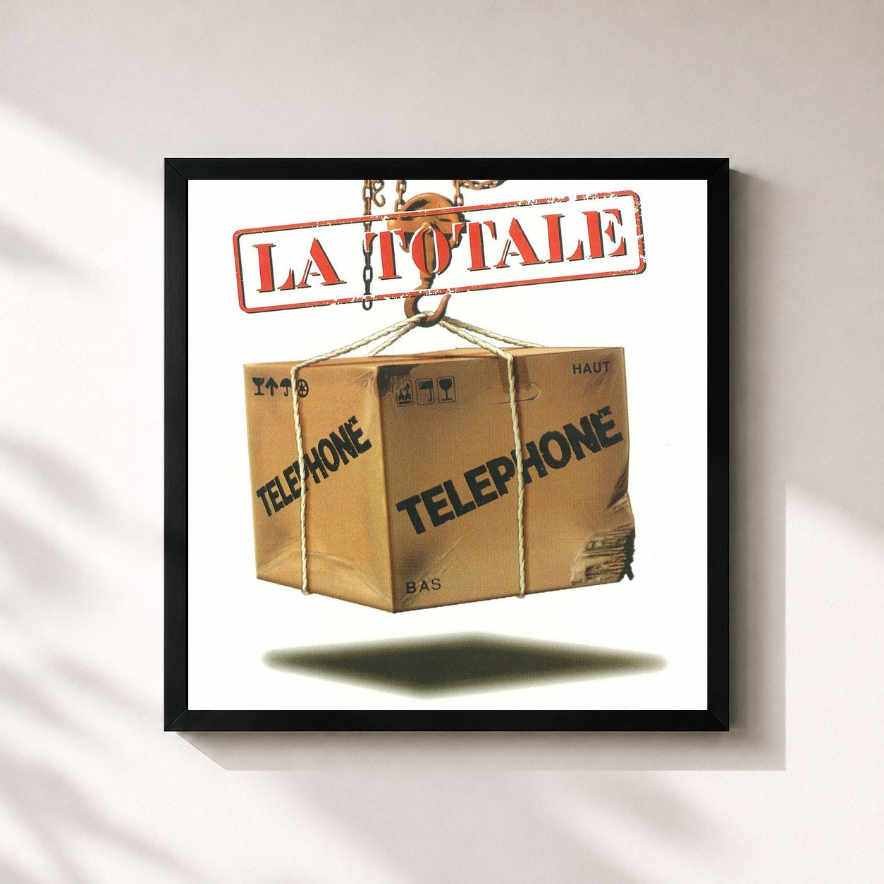 #noir Tableau carré de l'album La Totale de Telephone, cadre noir 32x32 cm