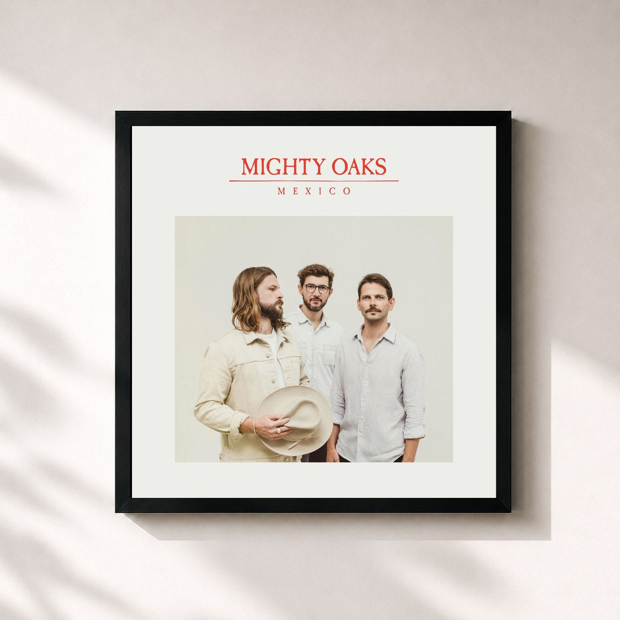 #noir Tableau carré de l'album Mexico de Mighty Oaks, cadre noir 32x32 cm