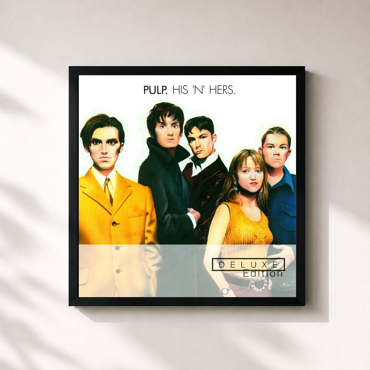#noir Tableau carré de l'album His N Hers de Pulp, cadre noir 32x32 cm