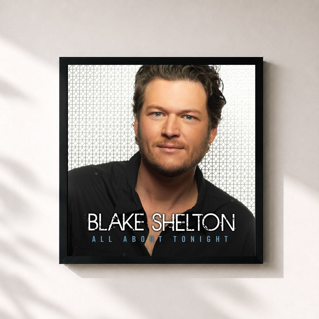 #noir Tableau carré de l'album All About Tonight de Blake Shelton, cadre noir 32x32 cm