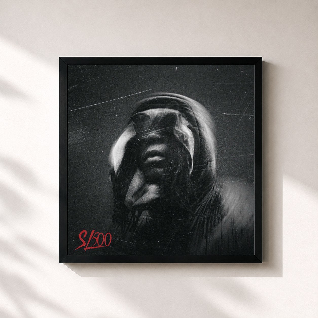 #noir Tableau carré de l'album SL500 de Slkrack, cadre noir 32x32 cm