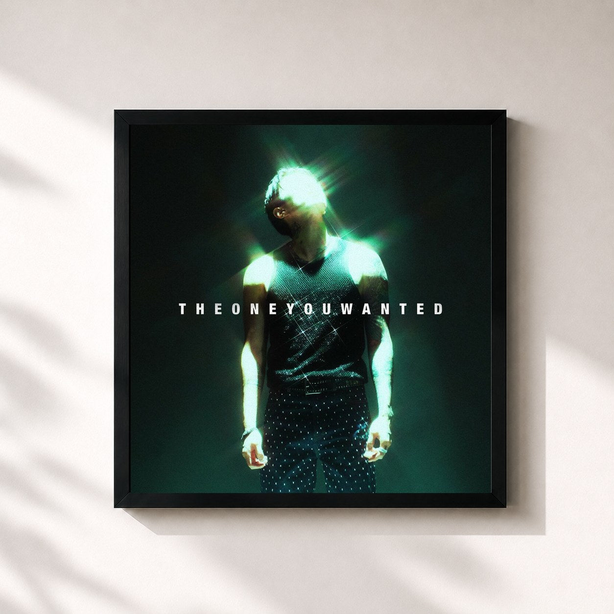 #noir Tableau carré de l'album THE ONE YOU WANTED de Jay Park, cadre noir 32x32 cm