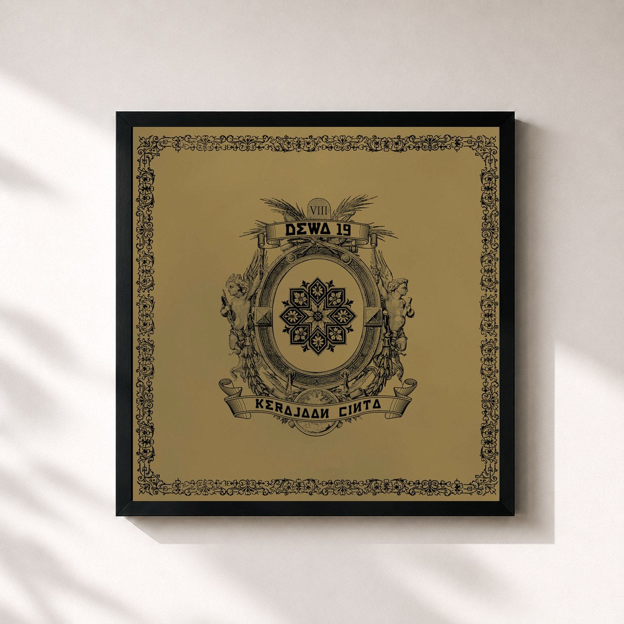 #noir Tableau carré de l'album Kerajaan Cinta de Dewa, cadre noir 32x32 cm