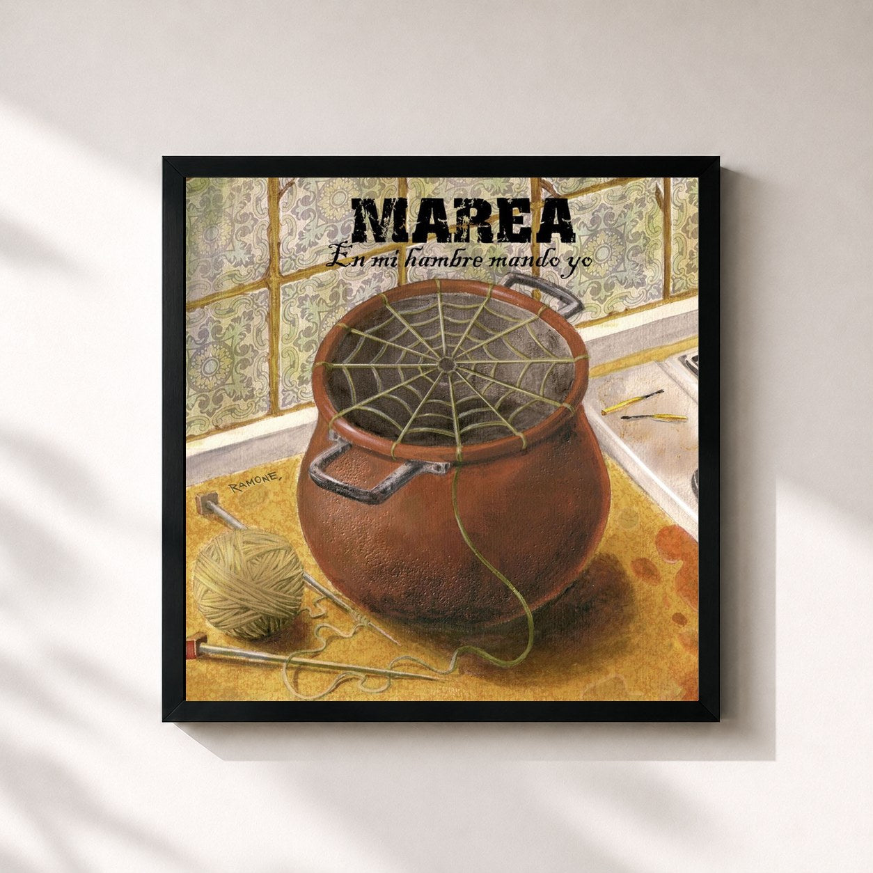 #noir Tableau carré de l'album En mi hambre mando yo de Marea, cadre noir 32x32 cm