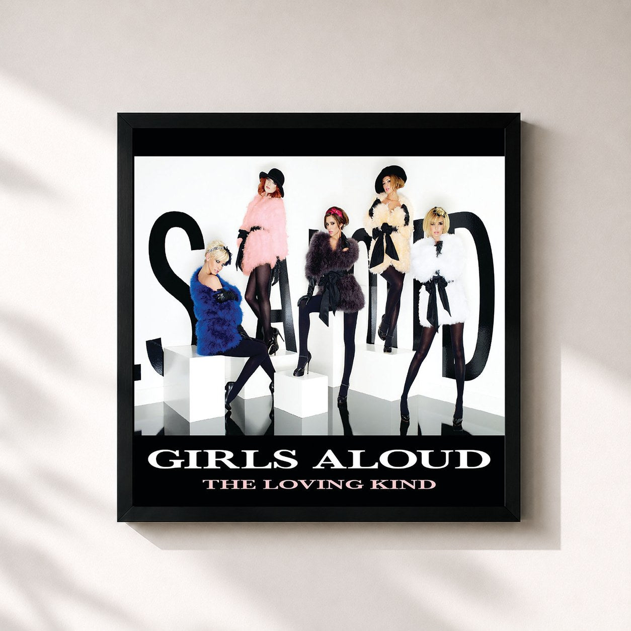 #noir Tableau carré de l'album The Loving Kind EP de Girls Aloud, cadre noir 32x32 cm