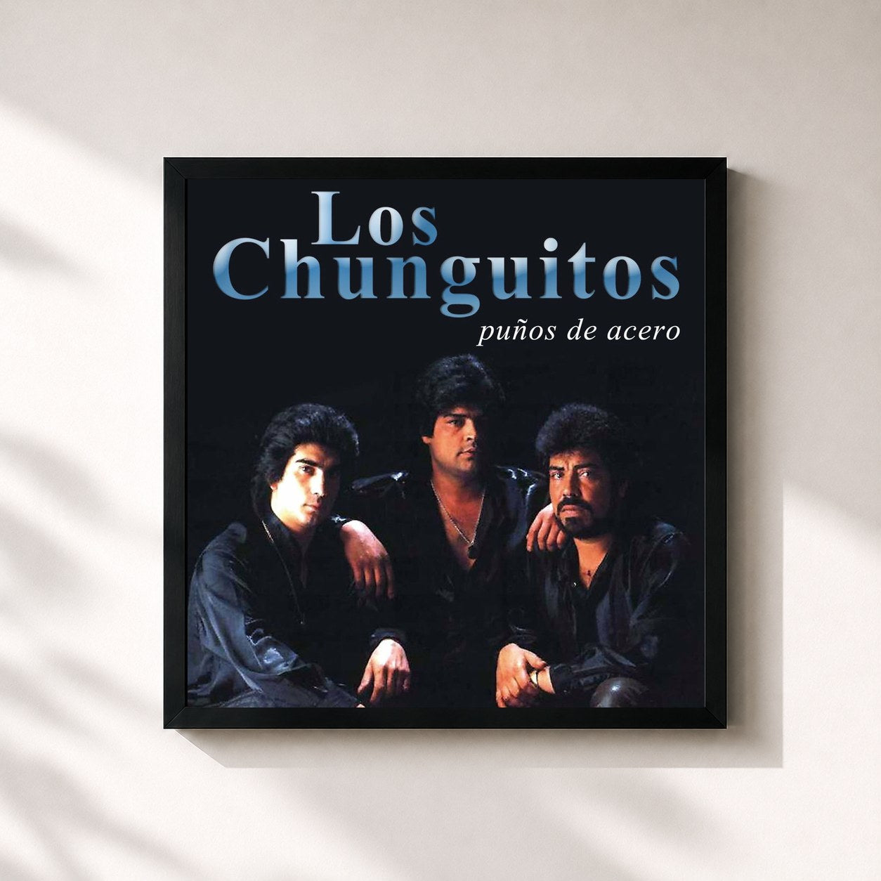 #noir Tableau carré de l'album Puños de Acero de Los Chunguitos, cadre noir 32x32 cm