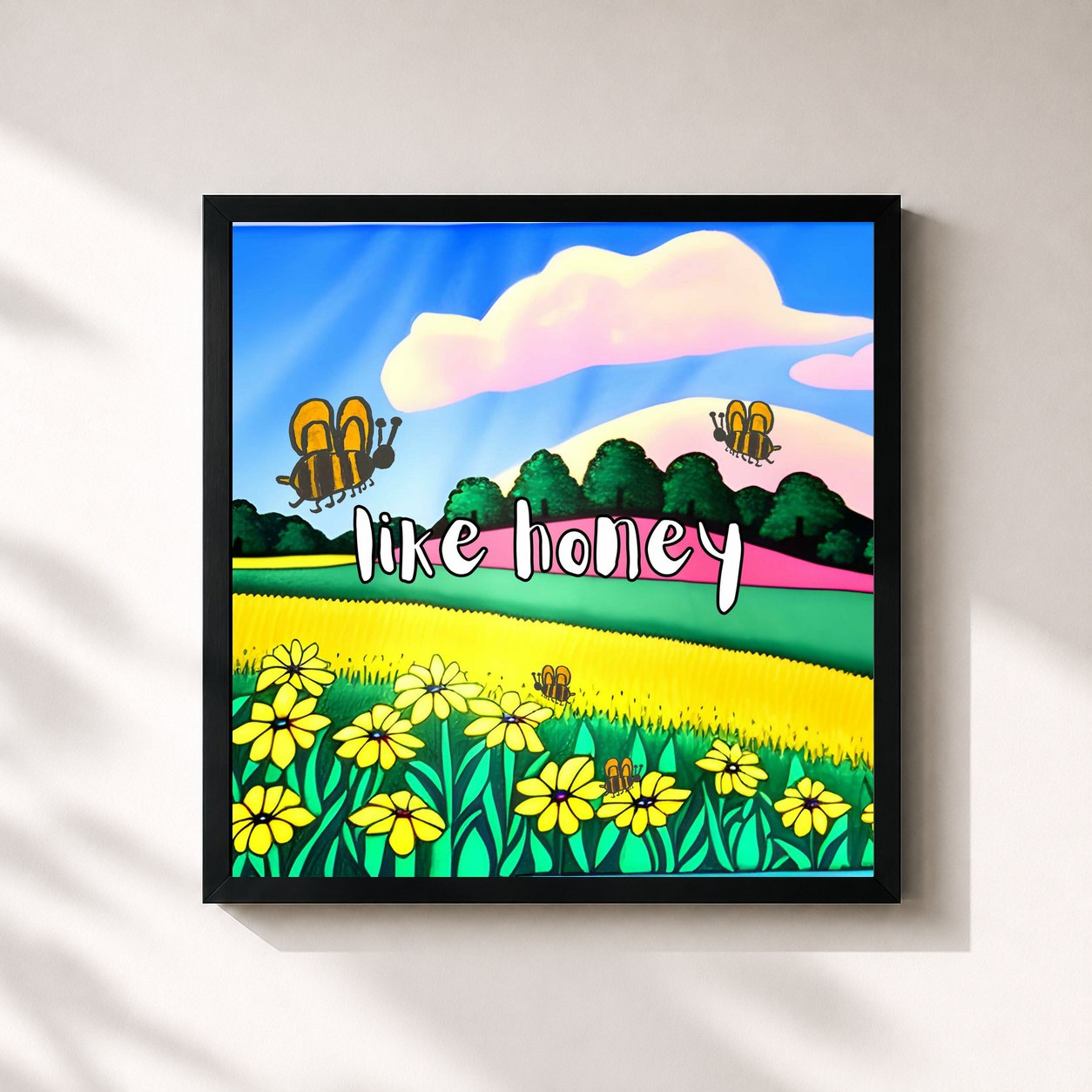 #noir Tableau carré de l'album Like Honey de Nic D, cadre noir 32x32 cm