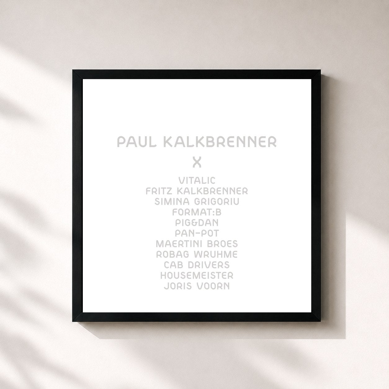 #noir Tableau carré de l'album X de Paul Kalkbrenner, cadre noir 32x32 cm