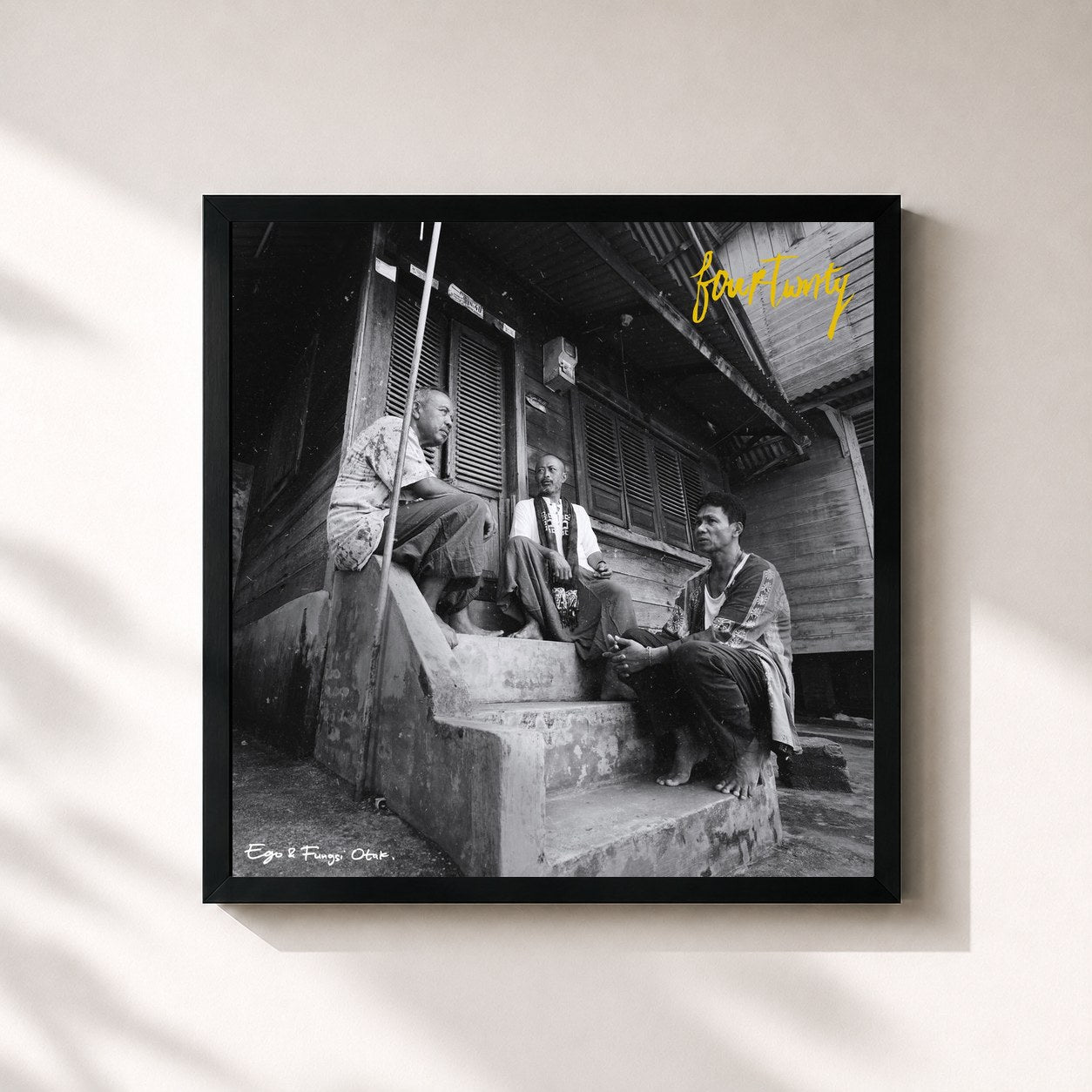 #noir Tableau carré de l'album Ego & Fungsi Otak de Fourtwnty, cadre noir 32x32 cm