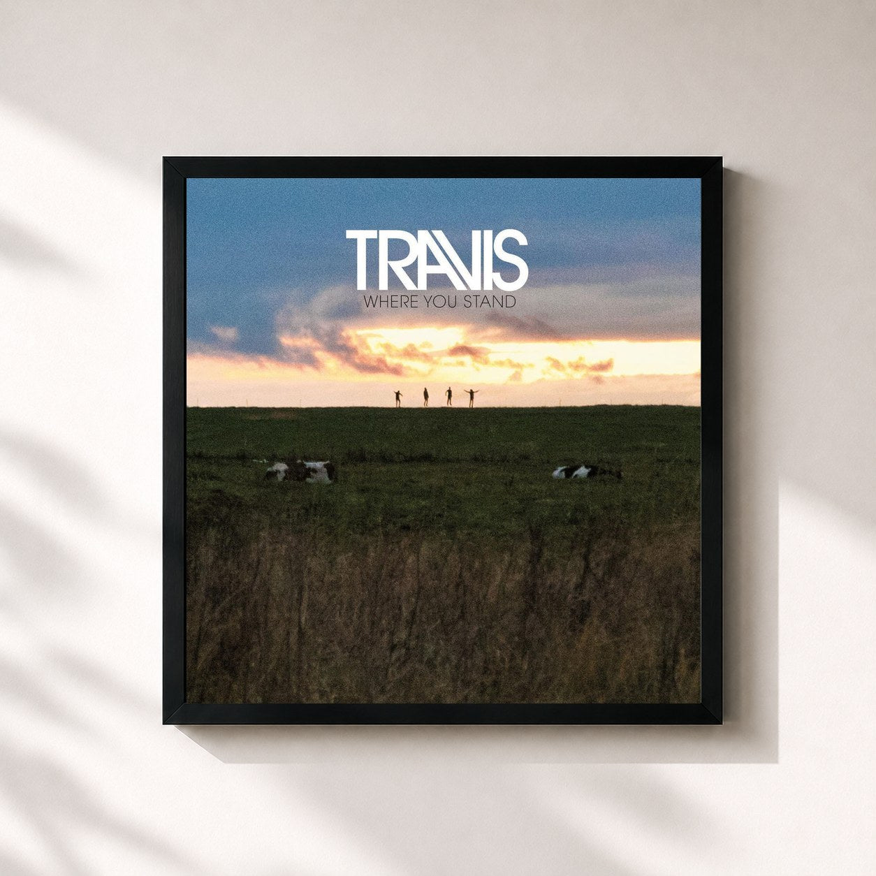 #noir Tableau carré de l'album Where You Stand de Travis, cadre noir 32x32 cm