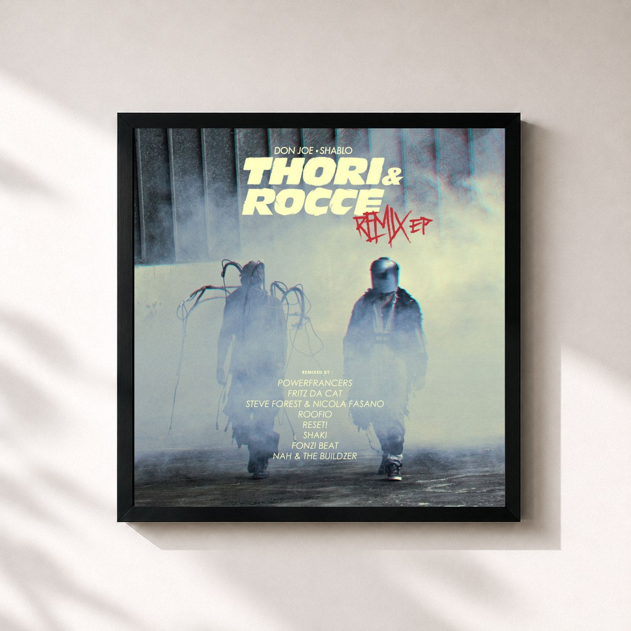#noir Tableau carré de l'album Thori & Rocce Remix EP de Don Joe, cadre noir 32x32 cm