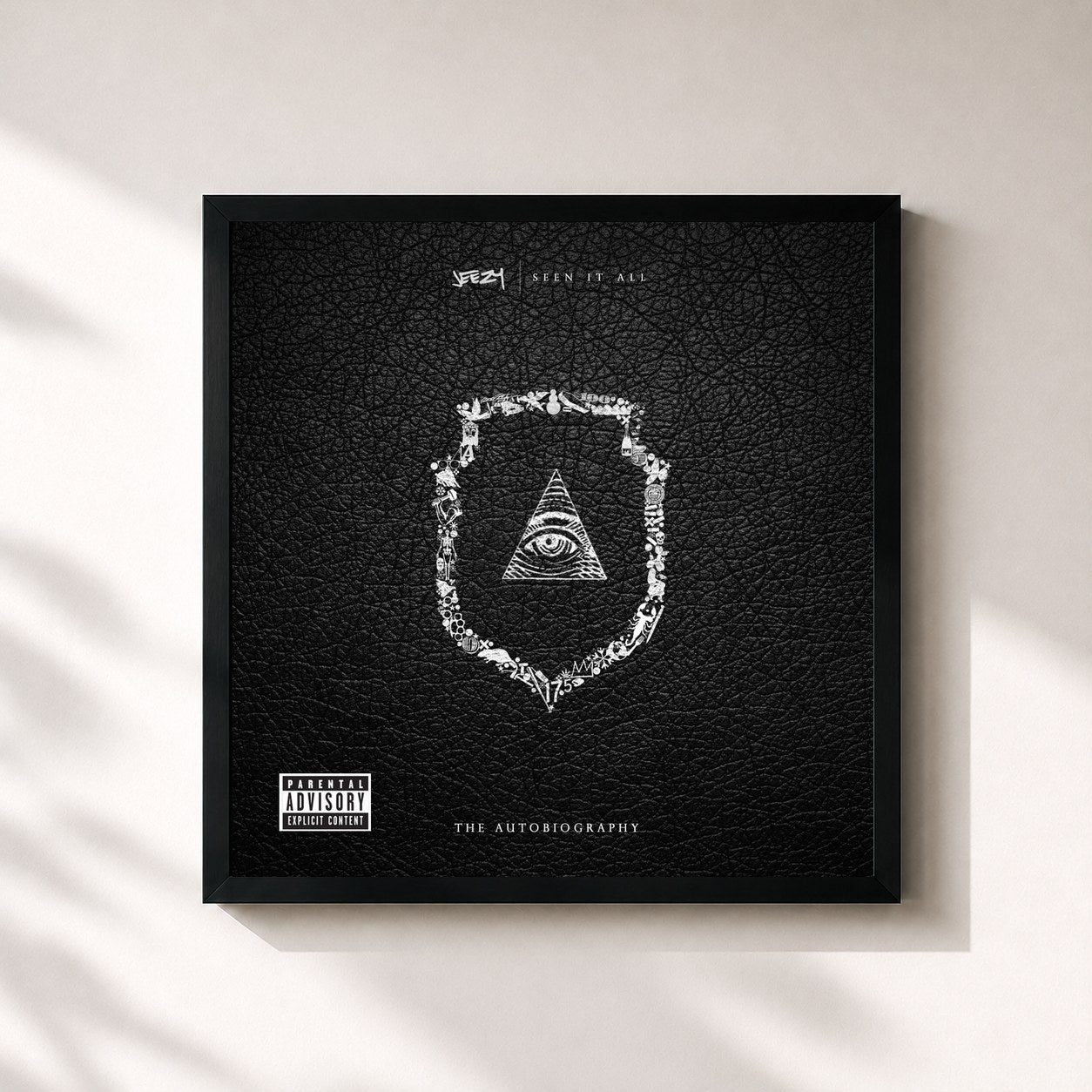 #noir Tableau carré de l'album Seen It All: The Autobiography de Jeezy, cadre noir 32x32 cm