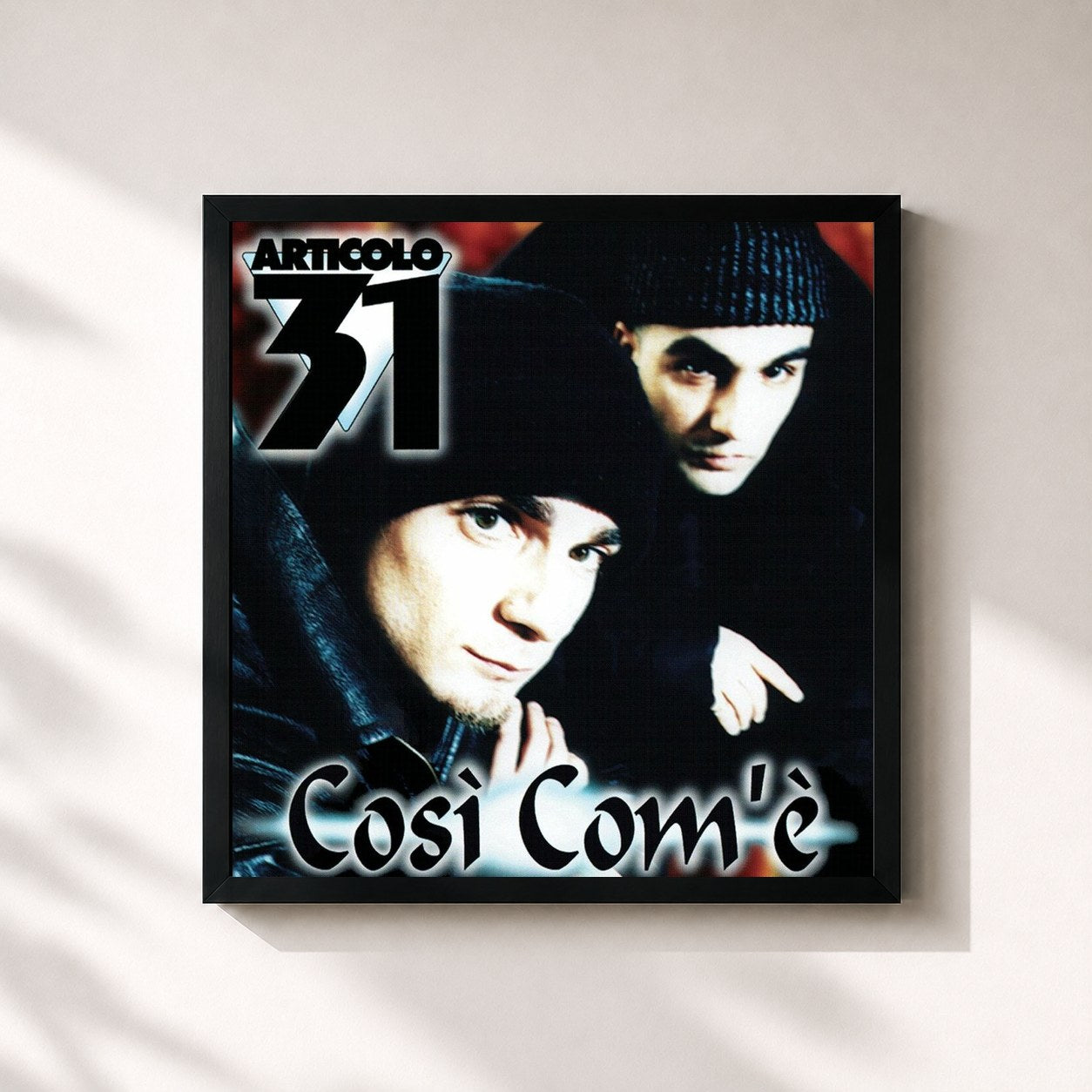 #noir Tableau carré de l'album Così Com' è de Articolo 31, cadre noir 32x32 cm