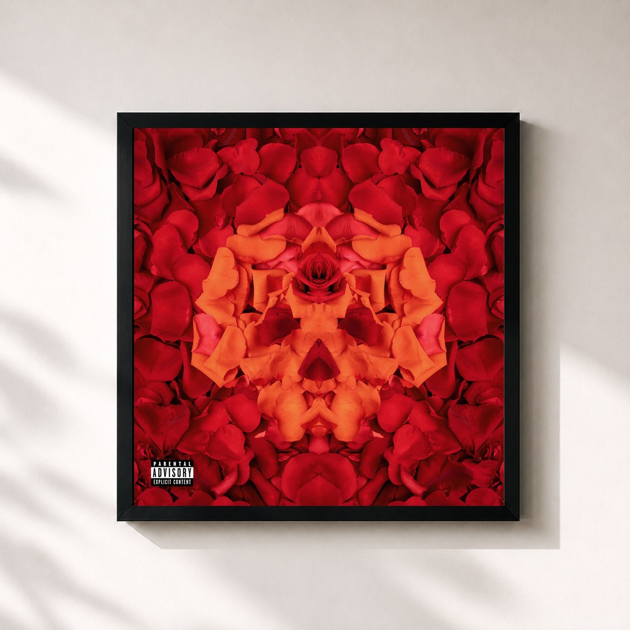 #noir Tableau carré de l'album Whiskey & Roses de Yelawolf, cadre noir 32x32 cm