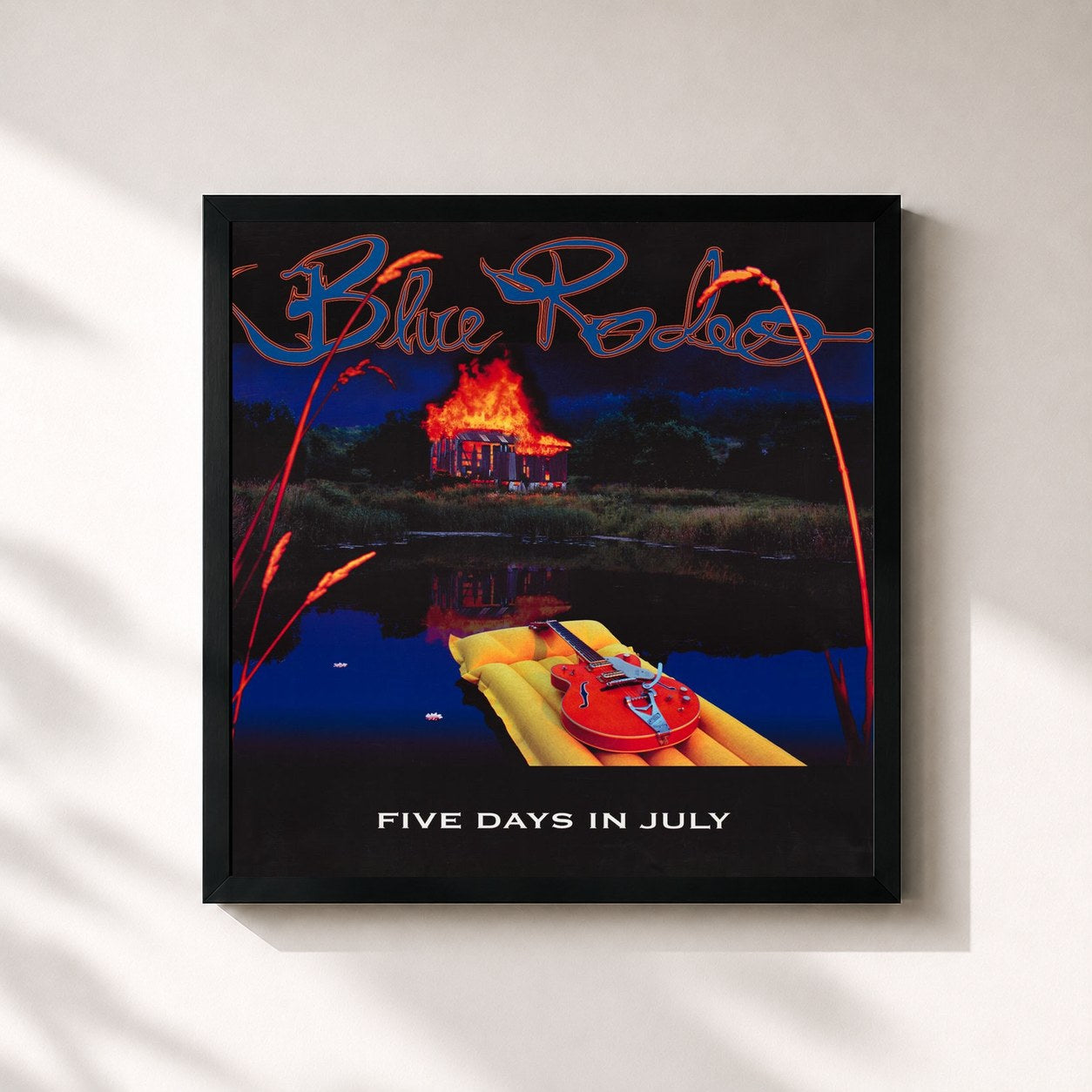 #noir Tableau carré de l'album Five Days in July (2012 Remaster) de Blue Rodeo, cadre noir 32x32 cm