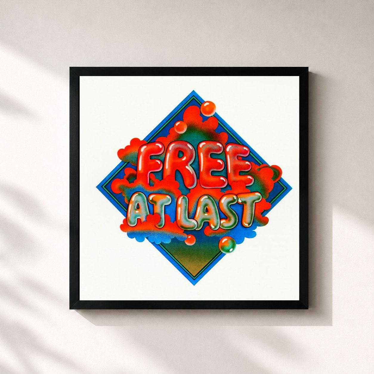 #noir Tableau carré de l'album Free At Last de Free, cadre noir 32x32 cm