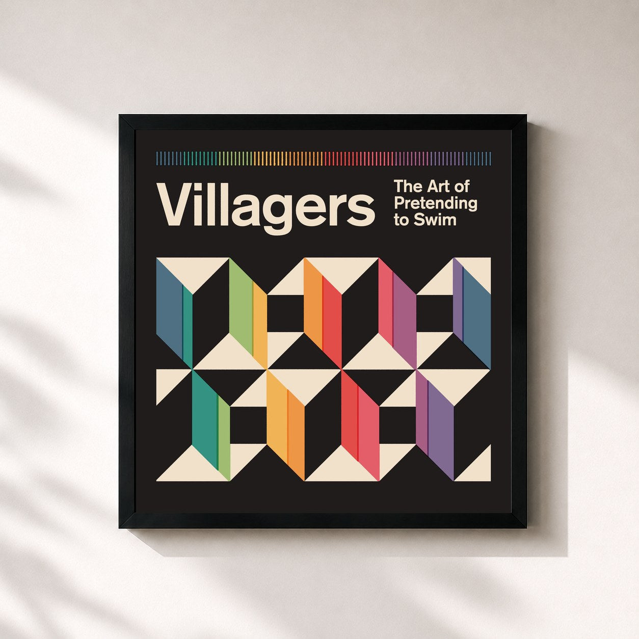 #noir Tableau carré de l'album The Art Of Pretending To Swim de Villagers, cadre noir 32x32 cm