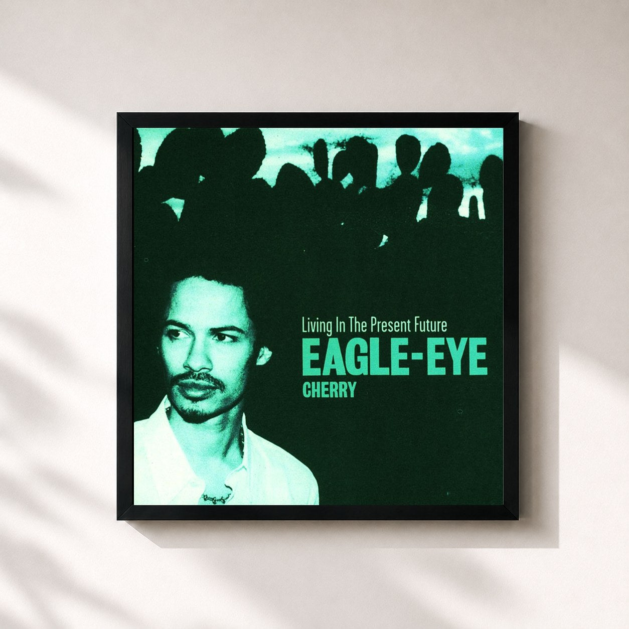 #noir Tableau carré de l'album Living In The Present Future de Eagle-Eye Cherry, cadre noir 32x32 cm