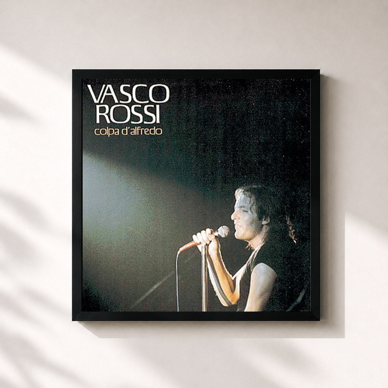 #noir Tableau carré de l'album Colpa D' Alfredo de Vasco Rossi, cadre noir 32x32 cm