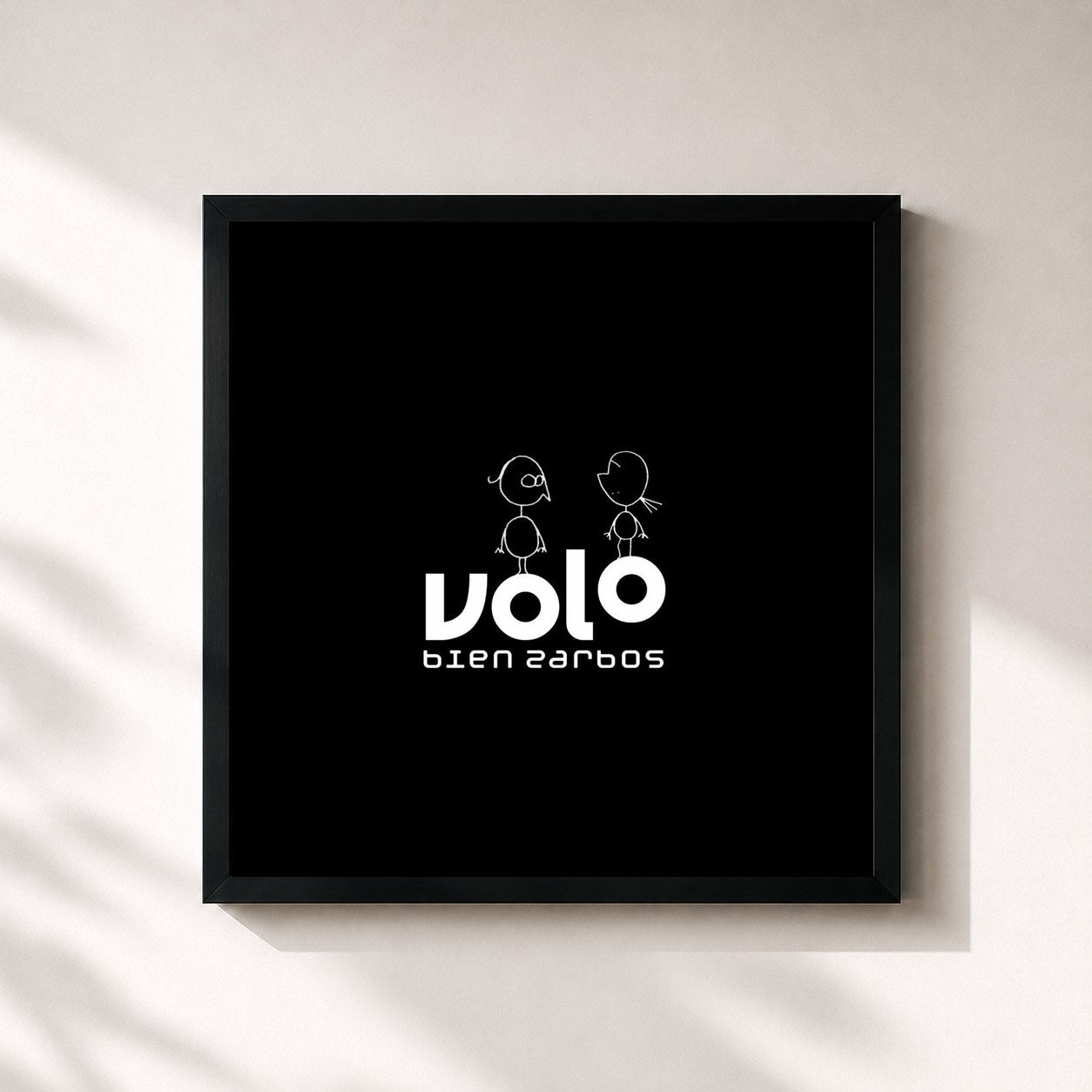 #noir Tableau carré de l'album Bien Zarbos de Volo, cadre noir 32x32 cm