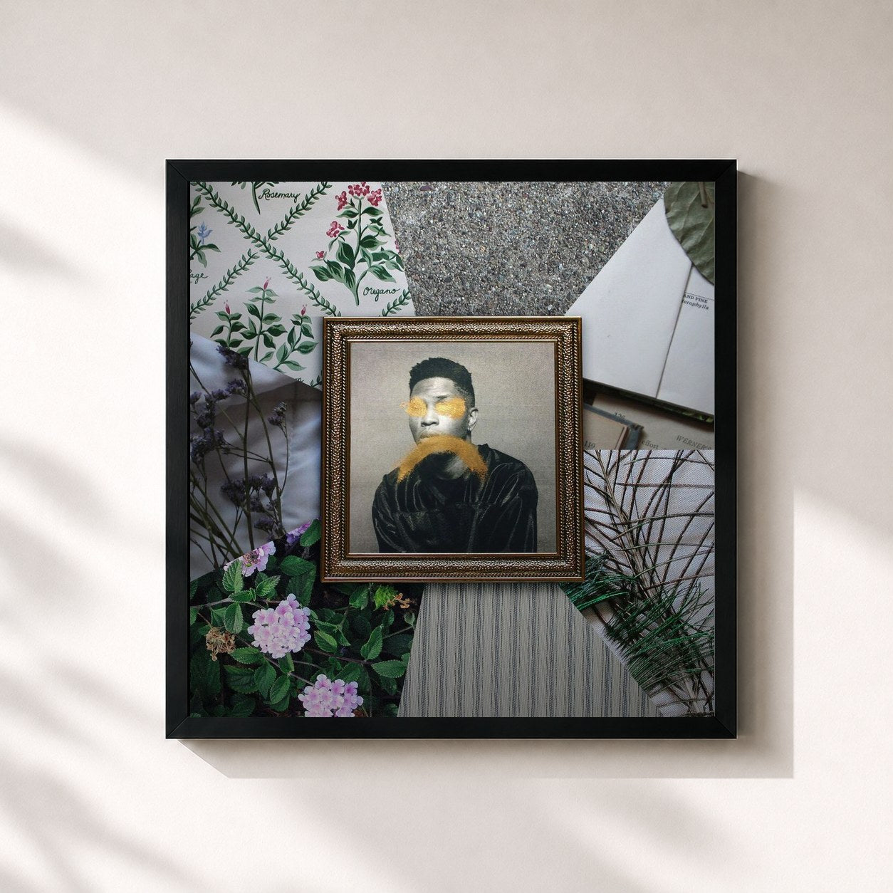 #noir Tableau carré de l'album Weight in Gold (The Remixes) de Gallant, cadre noir 32x32 cm