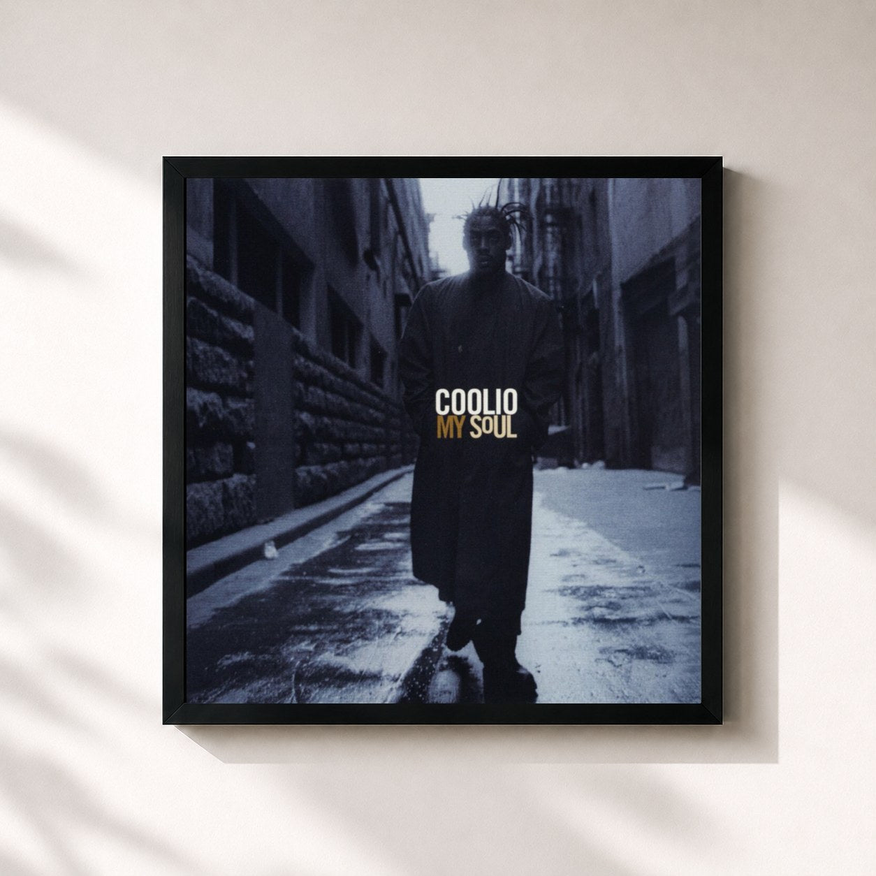 #noir Tableau carré de l'album My Soul de Coolio, cadre noir 32x32 cm