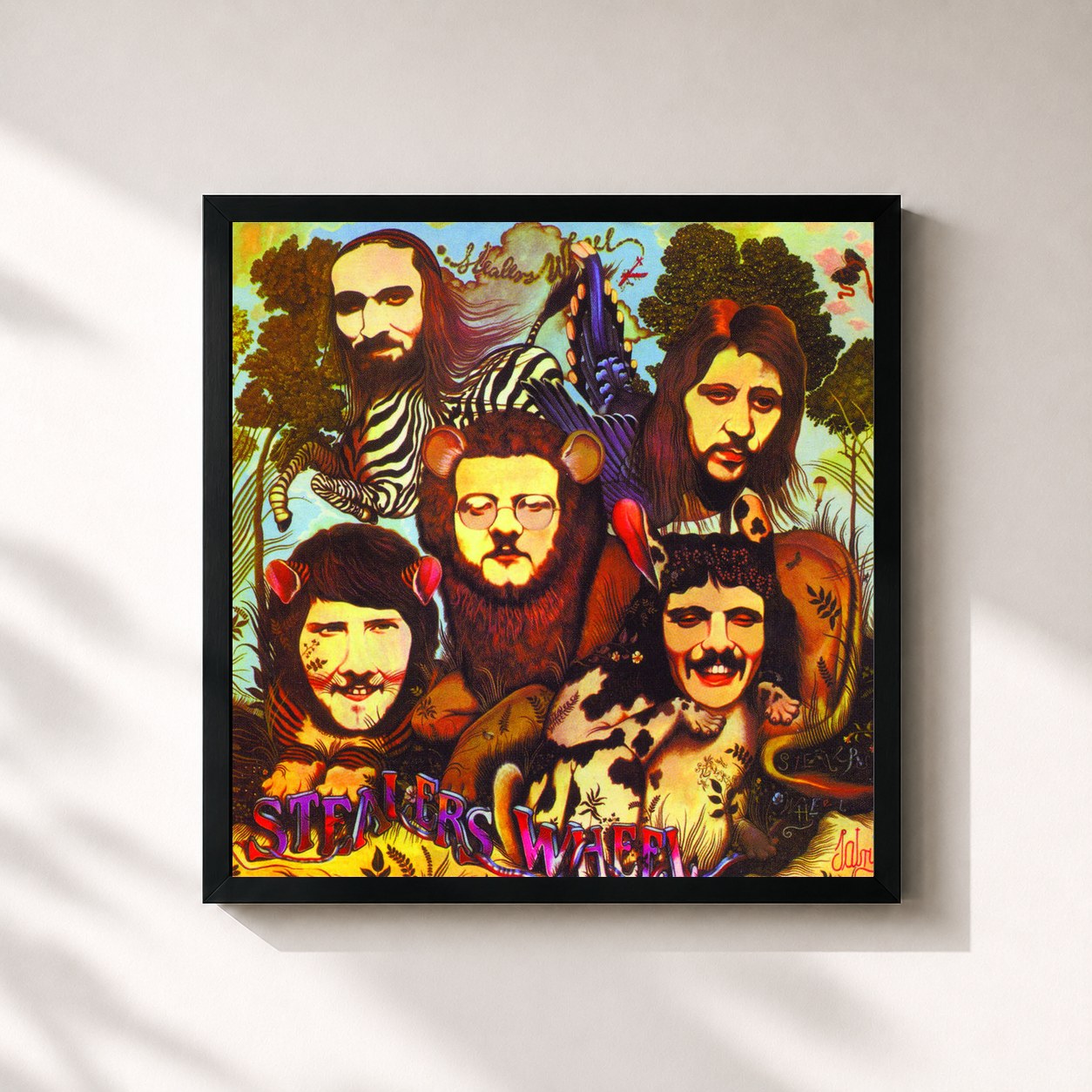 #noir Tableau carré de l'album Stealers Wheel de Stealers Wheel, cadre noir 32x32 cm