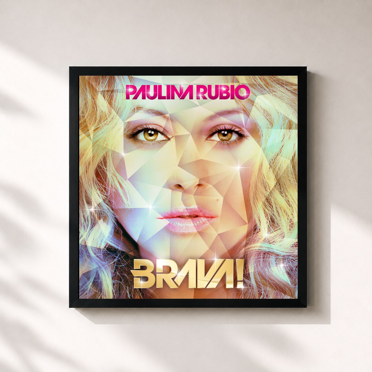 #noir Tableau carré de l'album Brava! de Paulina Rubio, cadre noir 32x32 cm