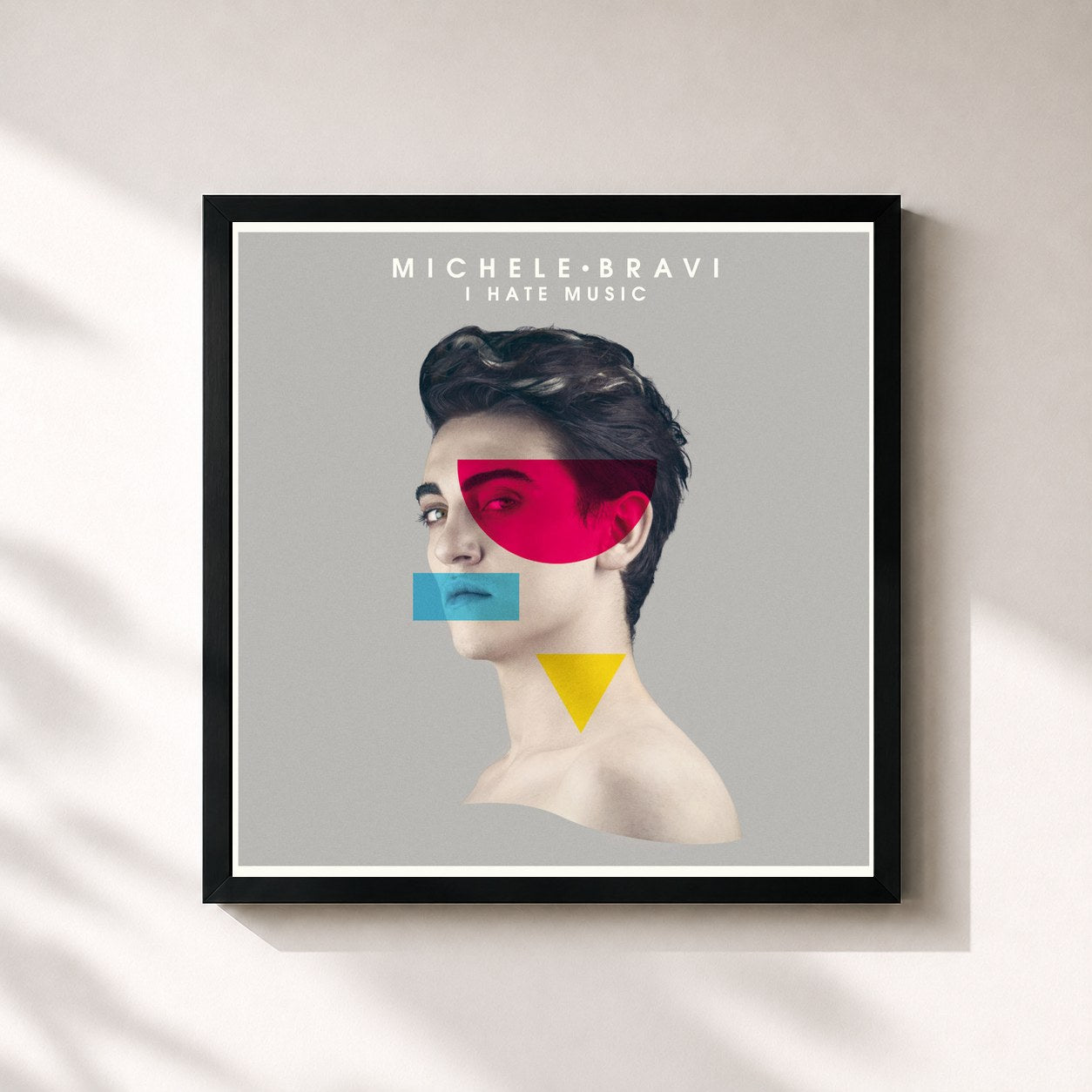 #noir Tableau carré de l'album I Hate Music de Michele Bravi, cadre noir 32x32 cm
