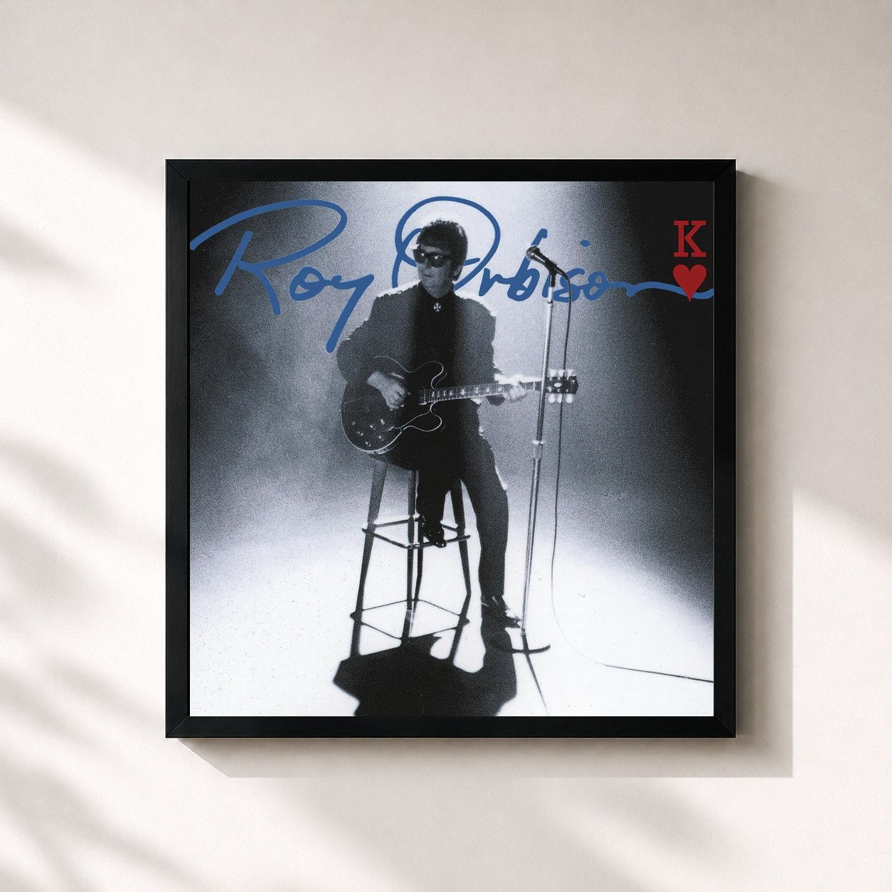 #noir Tableau carré de l'album King Of Hearts (2022 Remaster) de Roy Orbison, cadre noir 32x32 cm