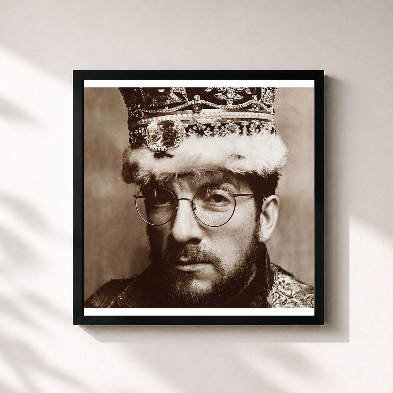 #noir Tableau carré de l'album King Of America de Elvis Costello, cadre noir 32x32 cm