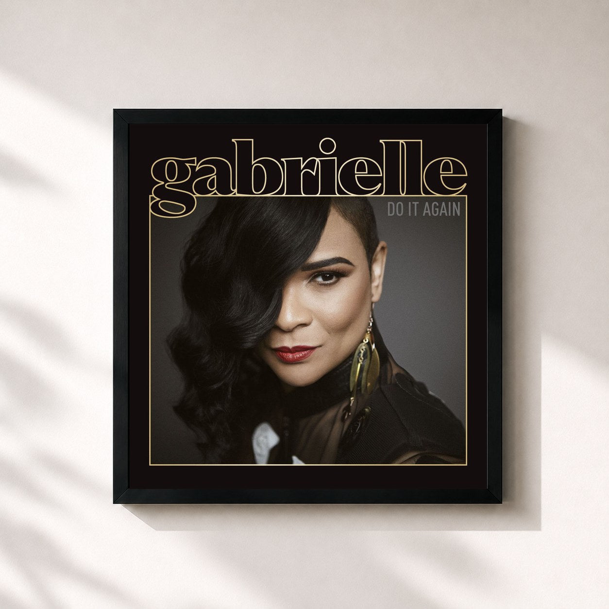 #noir Tableau carré de l'album Do It Again de Gabrielle, cadre noir 32x32 cm