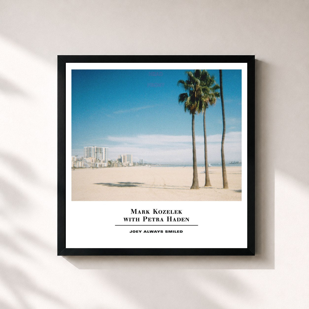 #noir Tableau carré de l'album Joey Always Smiled de Mark Kozelek, cadre noir 32x32 cm