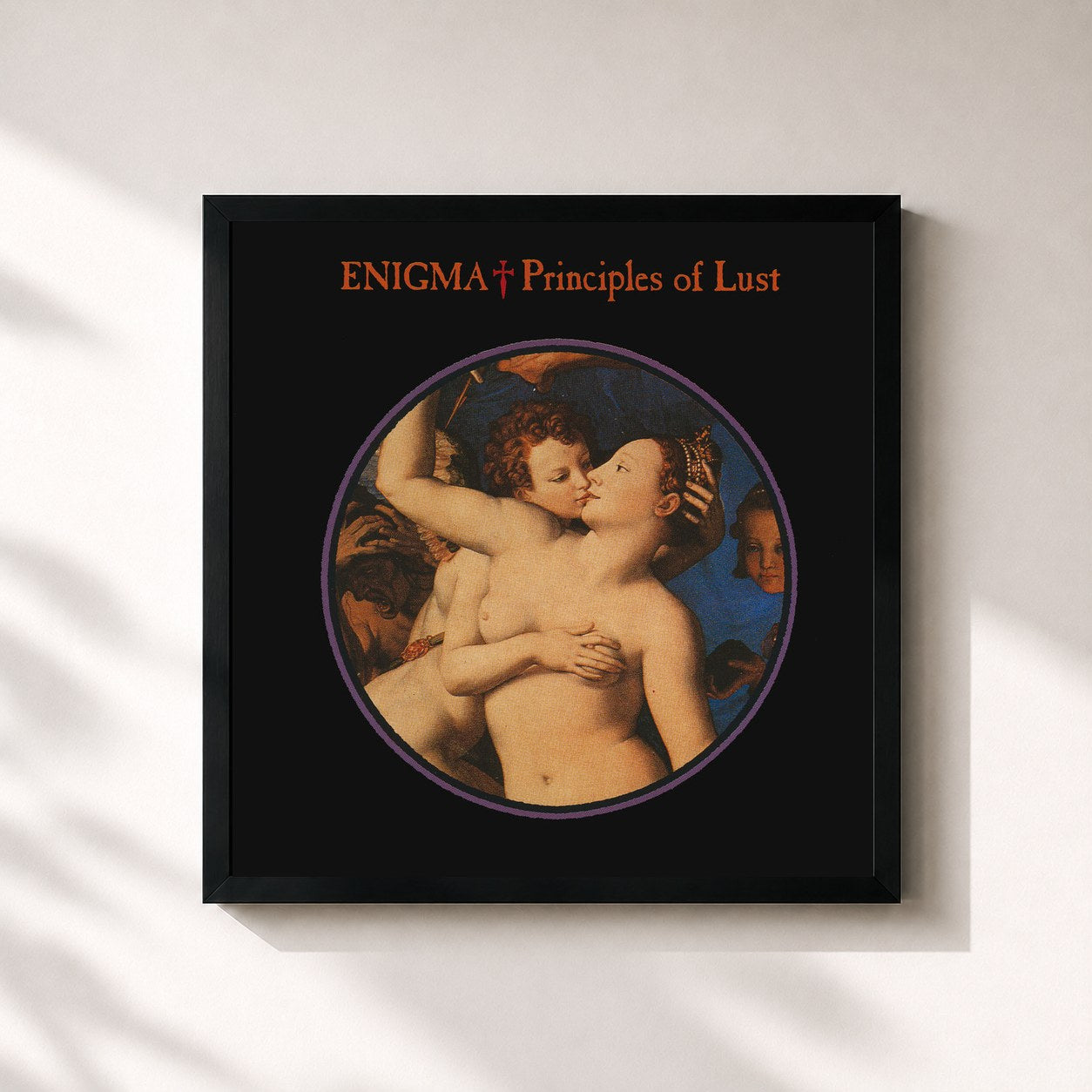 #noir Tableau carré de l'album Principles Of Lust de Enigma, cadre noir 32x32 cm