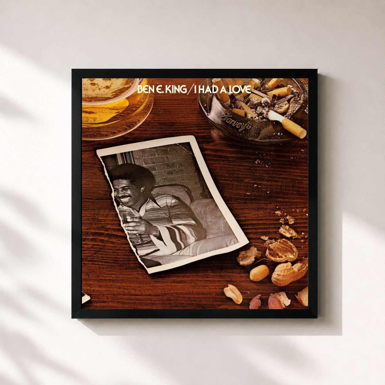 #noir Tableau carré de l'album I Had a Love de Ben E. King, cadre noir 32x32 cm