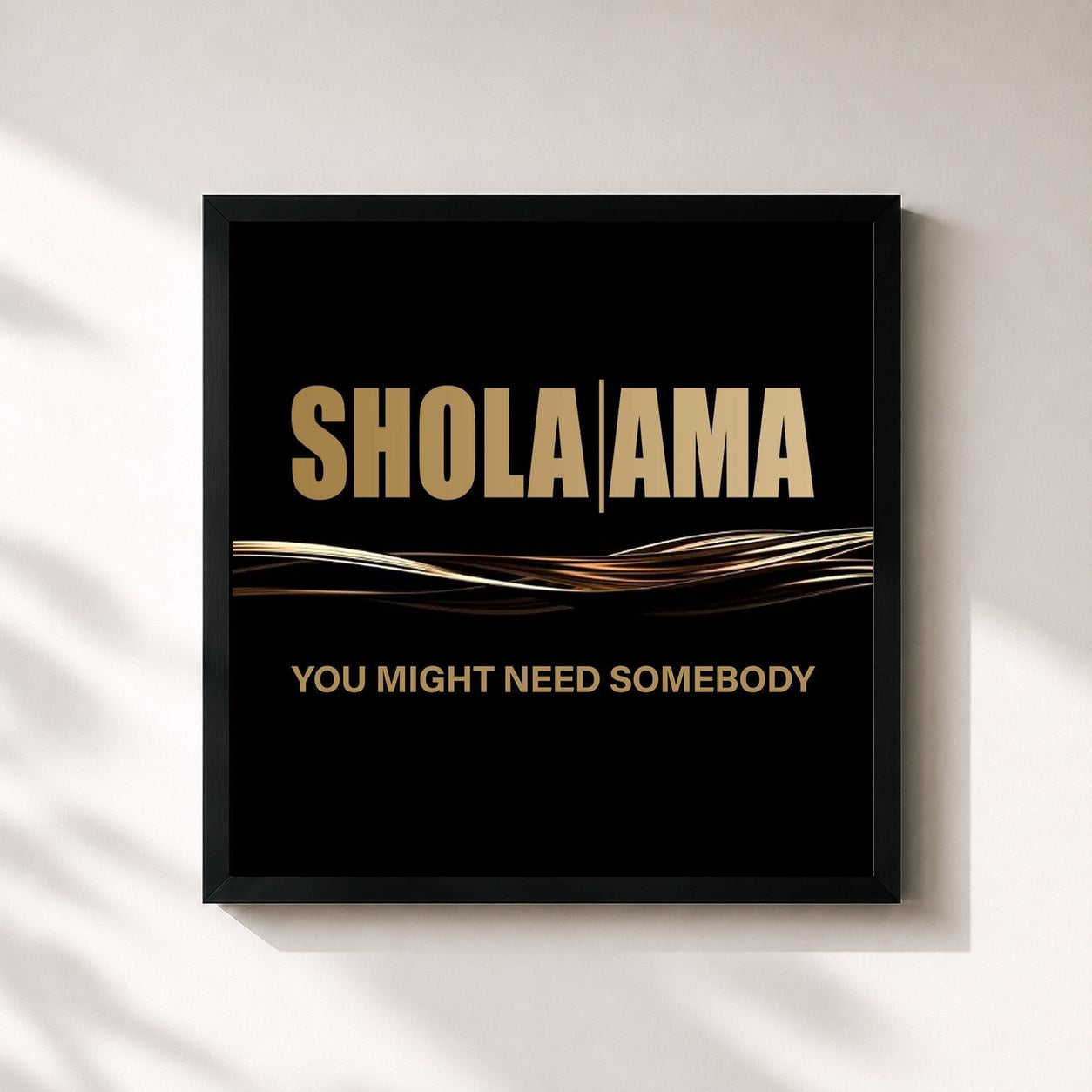 #noir Tableau carré de l'album You Might Need Somebody de Shola Ama, cadre noir 32x32 cm