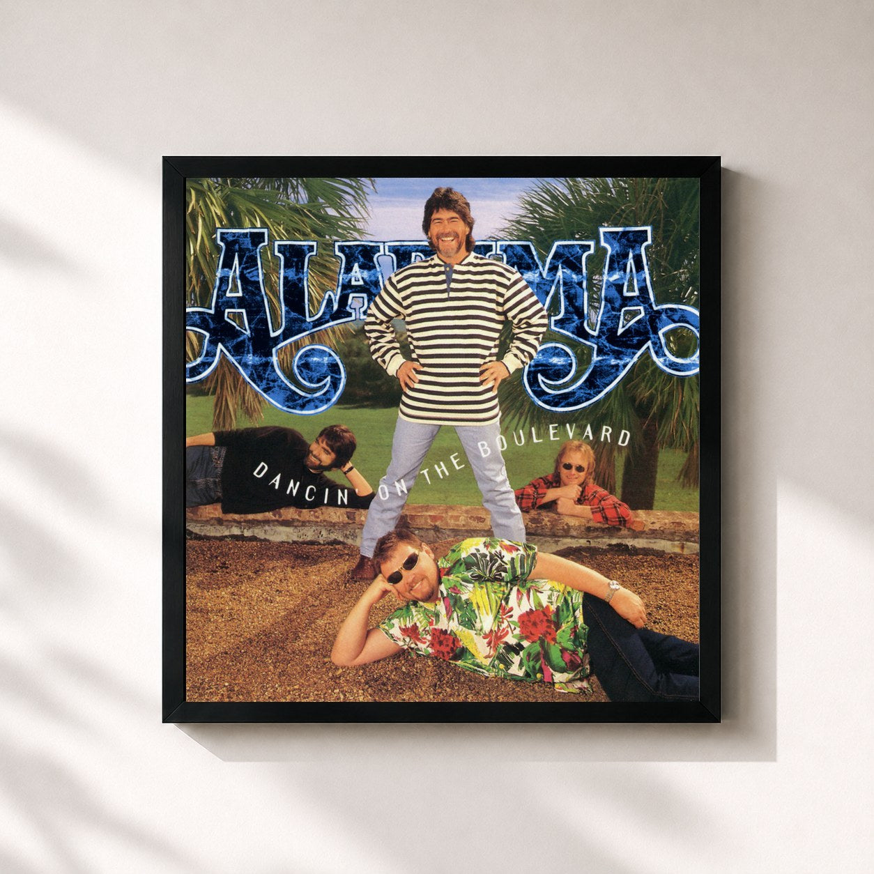 #noir Tableau carré de l'album Dancin' On The Boulevard de Alabama, cadre noir 32x32 cm