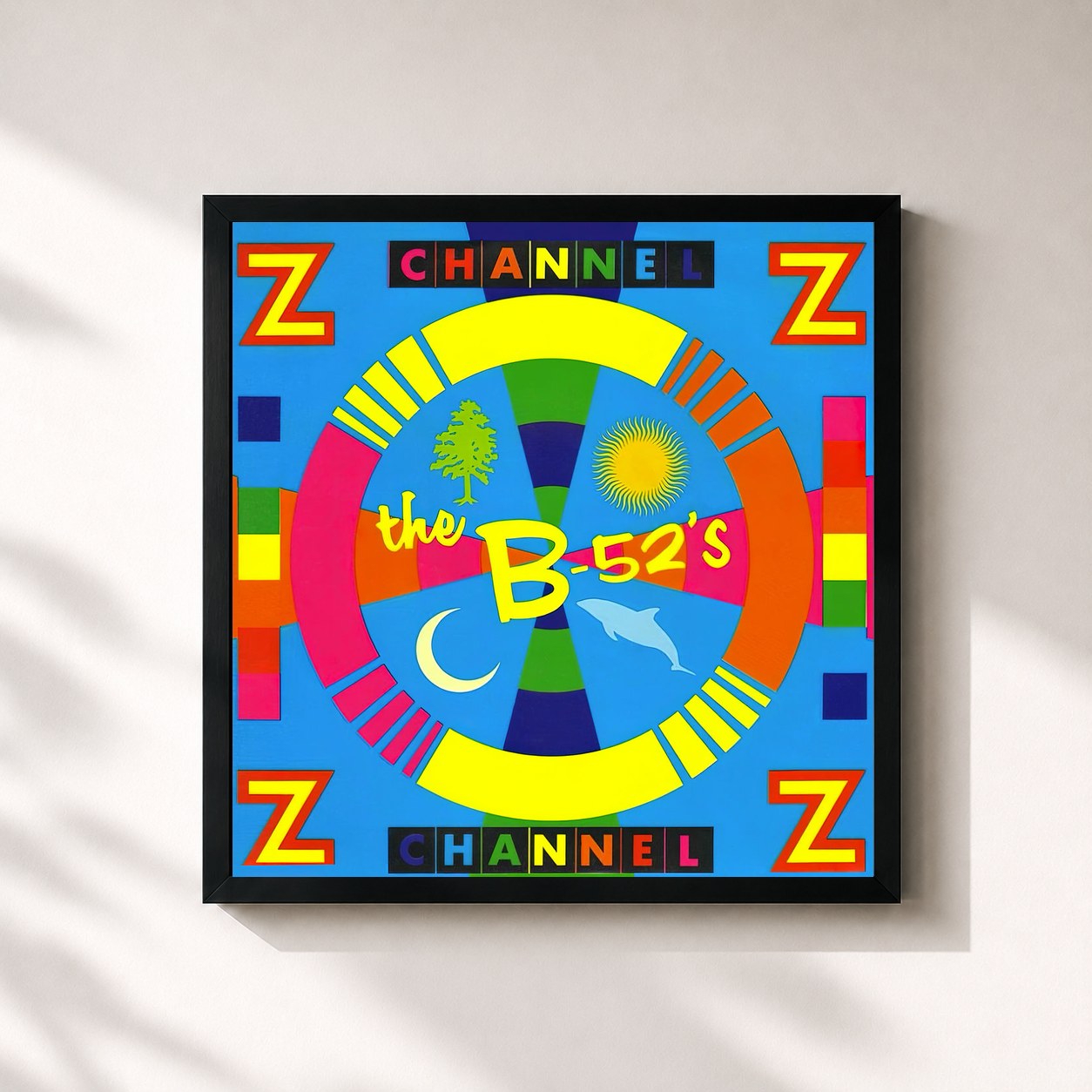 #noir Tableau carré de l'album Channel Z de The B-52's, cadre noir 32x32 cm