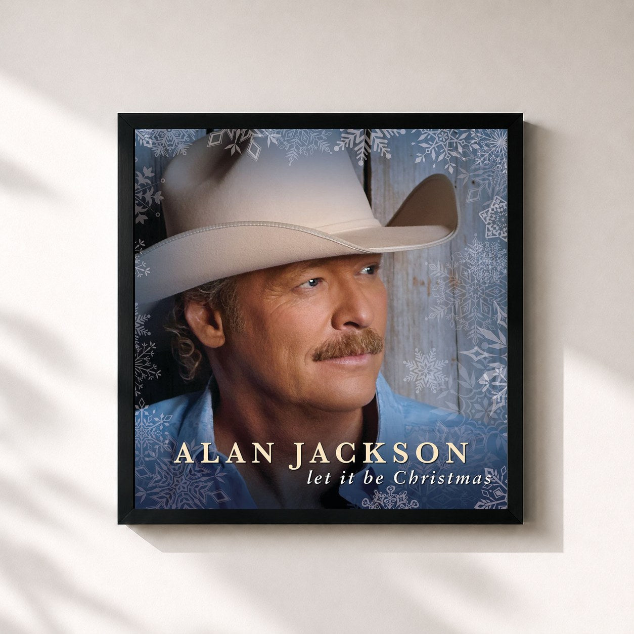 #noir Tableau carré de l'album Let It Be Christmas de Alan Jackson, cadre noir 32x32 cm