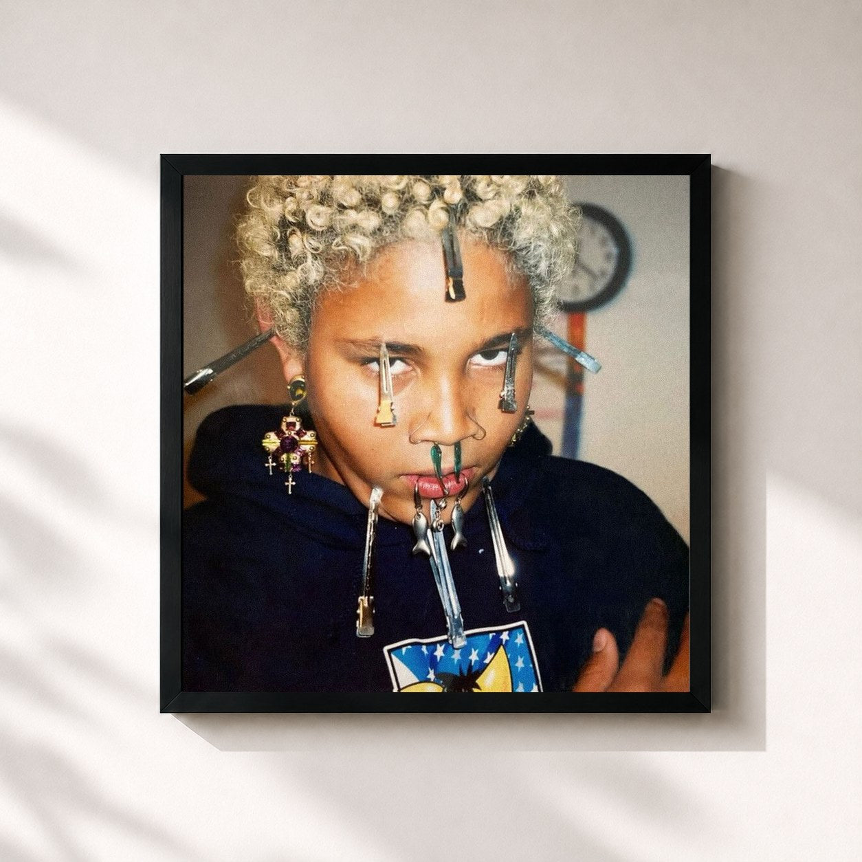 #noir Tableau carré de l'album LET'S DO SOMETHING STUPID! de Bryce Vine, cadre noir 32x32 cm