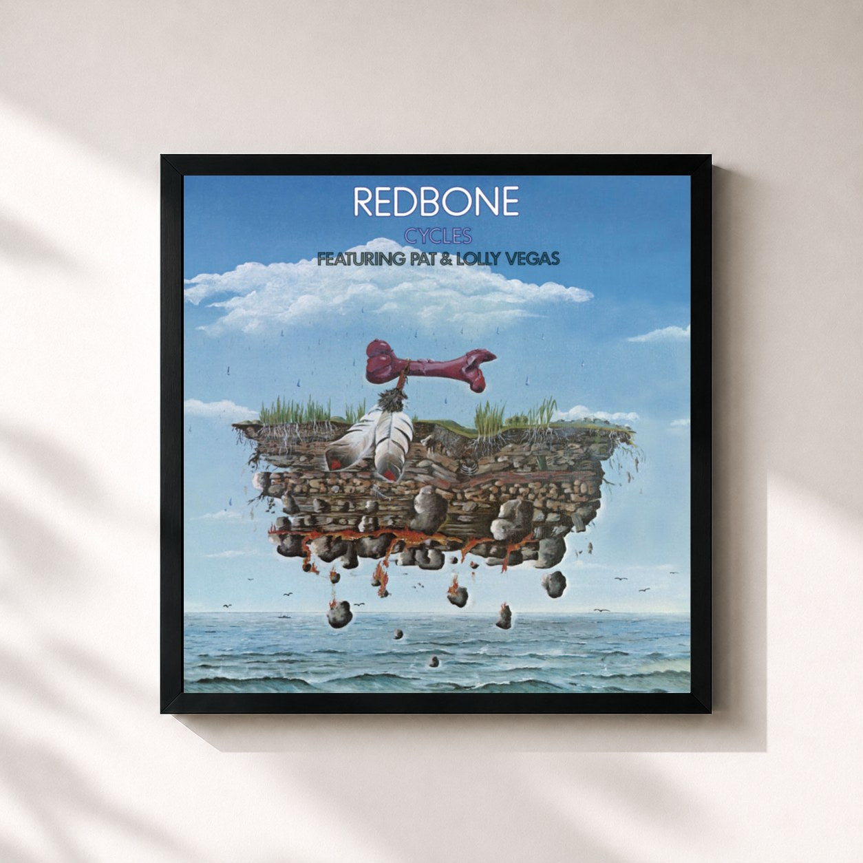 #noir Tableau carré de l'album Cycles de Redbone, cadre noir 32x32 cm