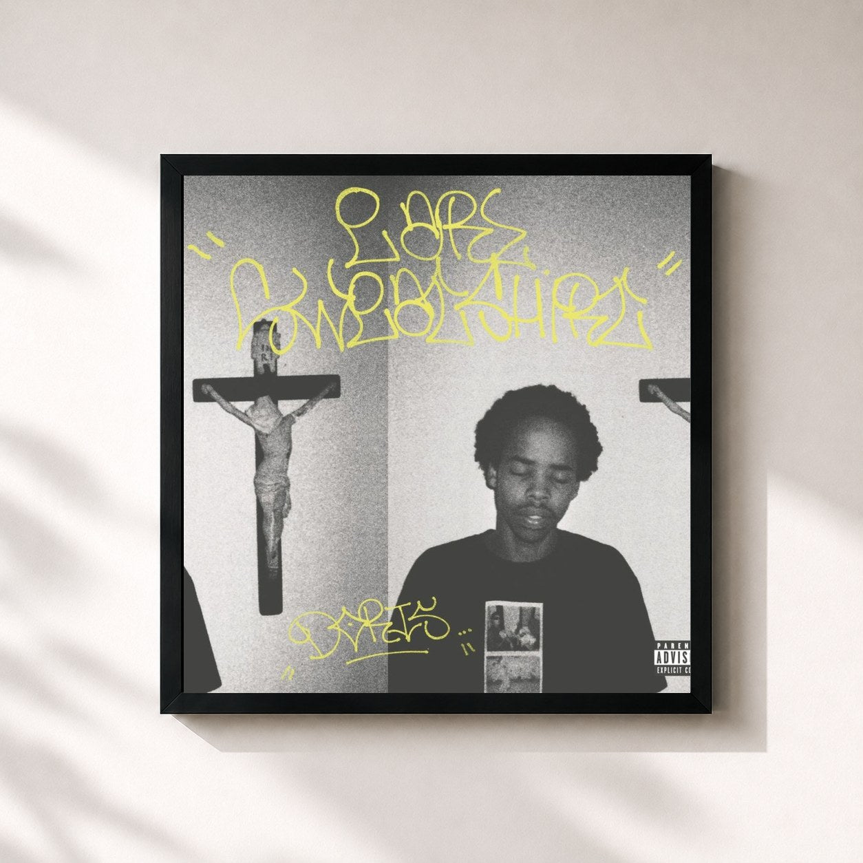 #noir Tableau carré de l'album Doris de Earl Sweatshirt, cadre noir 32x32 cm