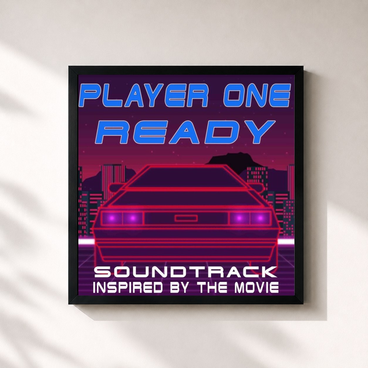 #noir Tableau carré de l'album Player One Ready! (Soundtrack Inspired by the Movie) de Fandom, cadre noir 32x32 cm